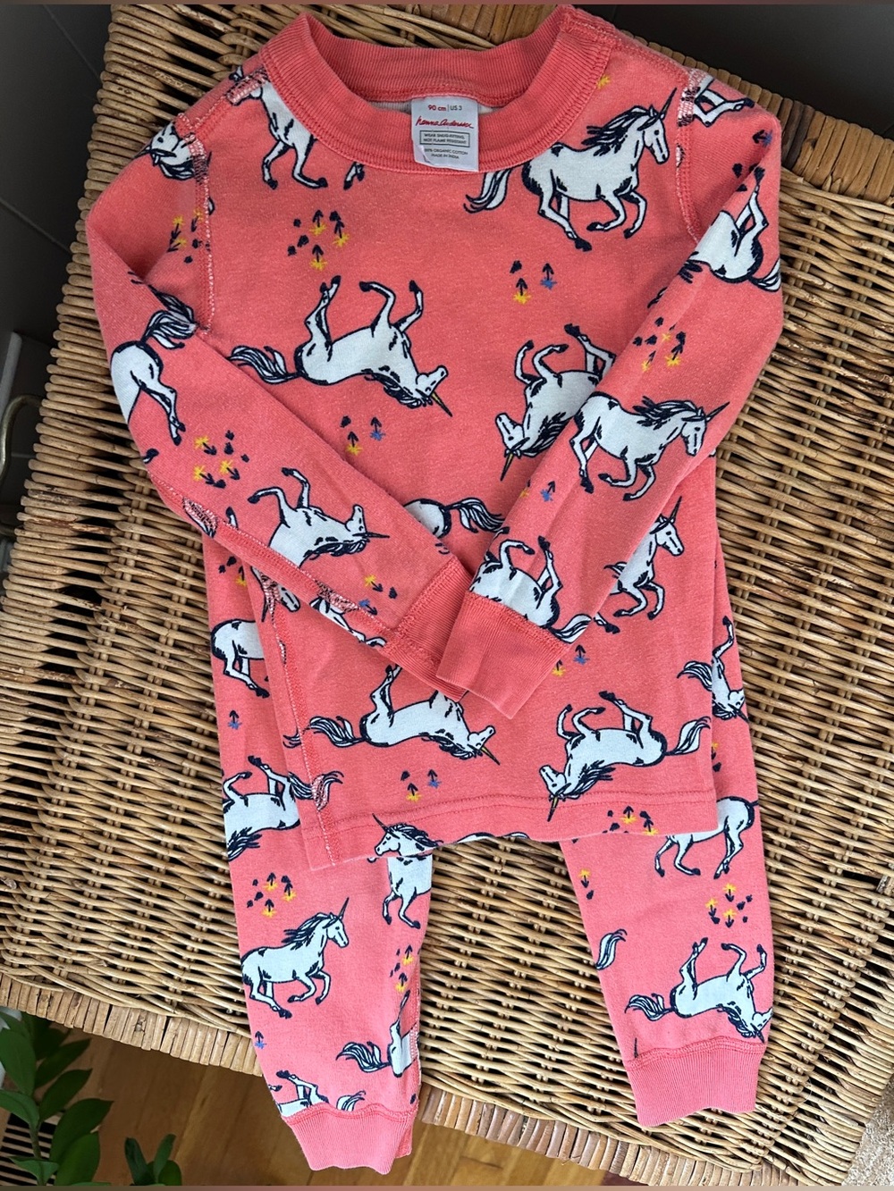 Hanna Andersson Pink Unicorn Pajama Set size 90cm / 3